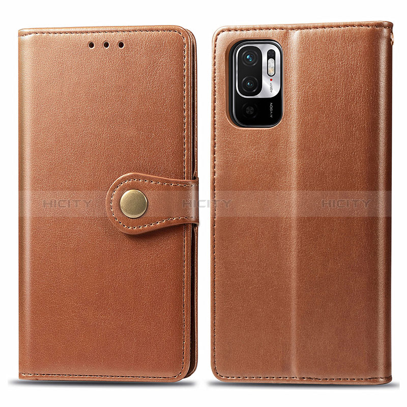 Custodia Portafoglio In Pelle Cover con Supporto S05D per Xiaomi Redmi Note 10 JE 5G Marrone