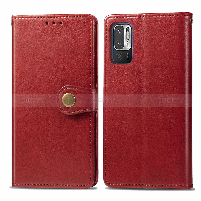 Custodia Portafoglio In Pelle Cover con Supporto S05D per Xiaomi Redmi Note 10T 5G Rosso