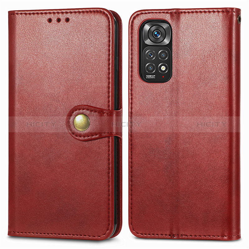 Custodia Portafoglio In Pelle Cover con Supporto S05D per Xiaomi Redmi Note 11 Pro 5G Rosso