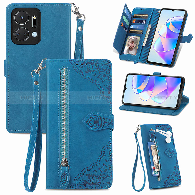 Custodia Portafoglio In Pelle Cover con Supporto S06D per Huawei Honor X7a