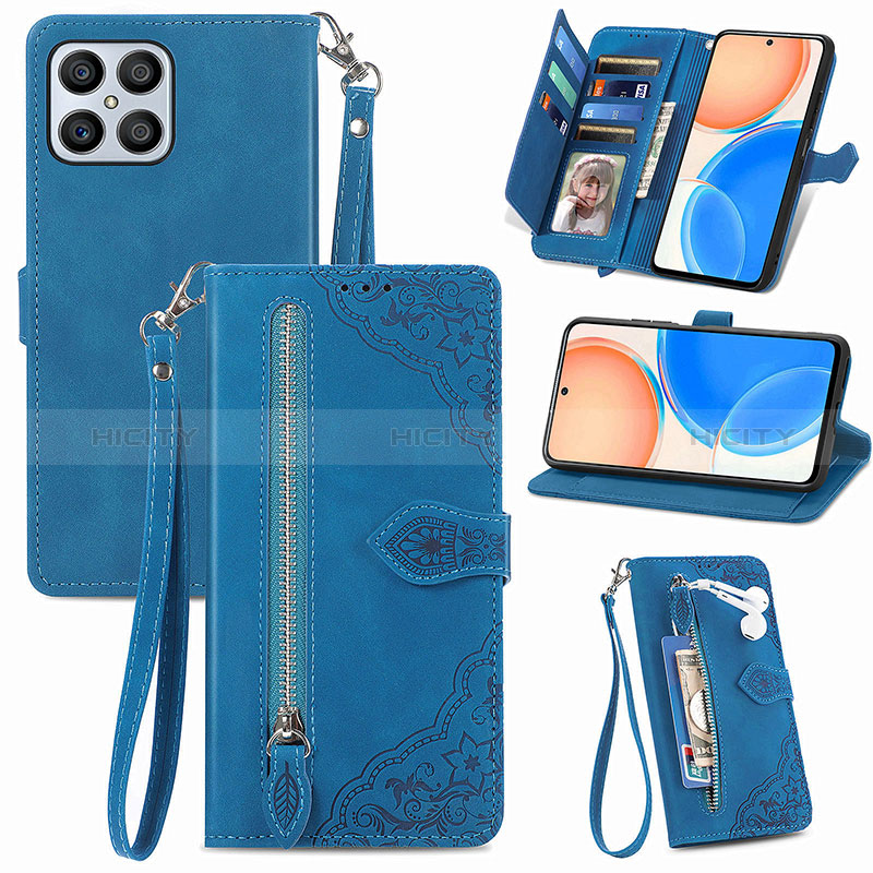 Custodia Portafoglio In Pelle Cover con Supporto S06D per Huawei Honor X8 4G