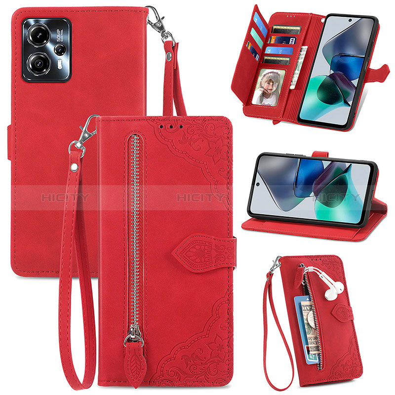 Custodia Portafoglio In Pelle Cover con Supporto S06D per Motorola Moto G23