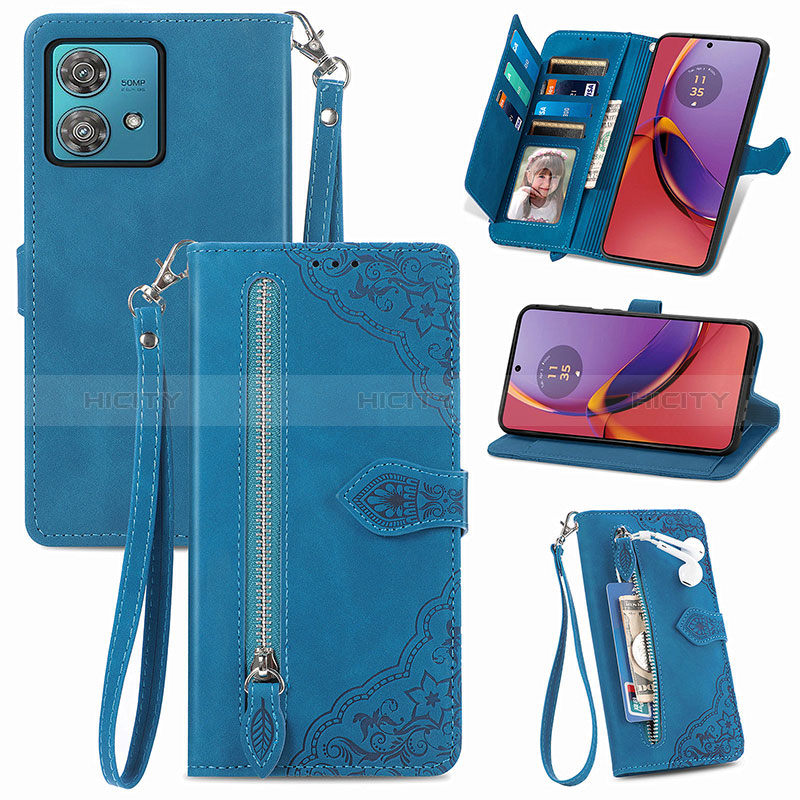 Custodia Portafoglio In Pelle Cover con Supporto S06D per Motorola Moto G84 5G