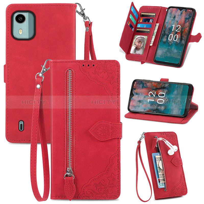 Custodia Portafoglio In Pelle Cover con Supporto S06D per Nokia C12