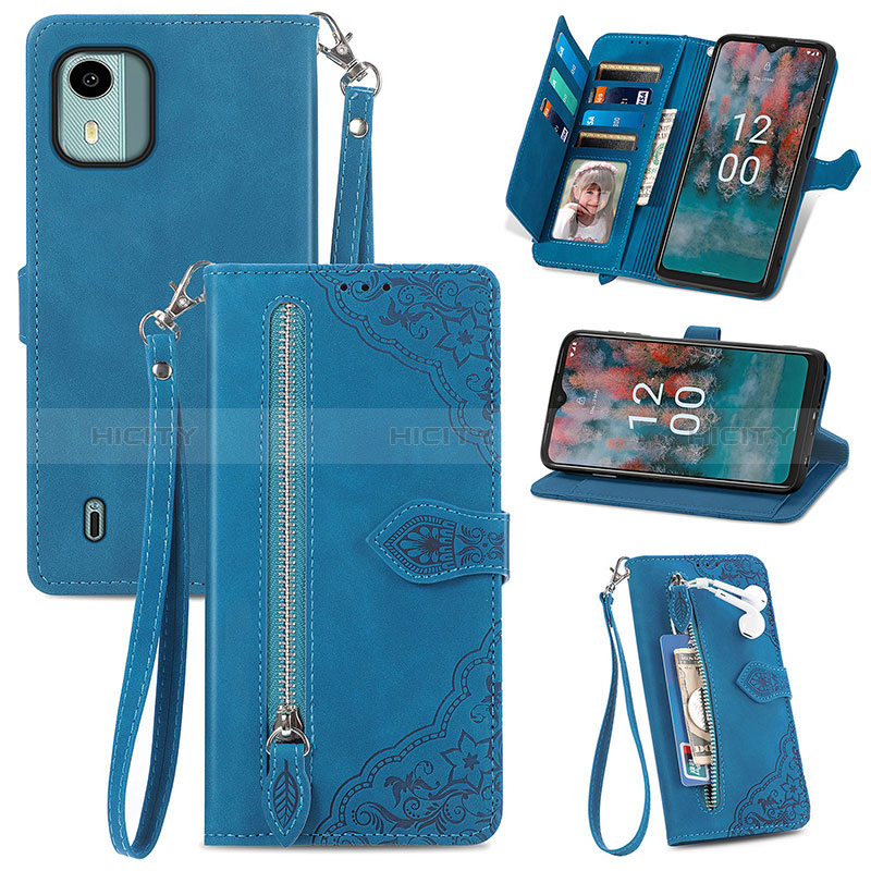 Custodia Portafoglio In Pelle Cover con Supporto S06D per Nokia C12 Plus