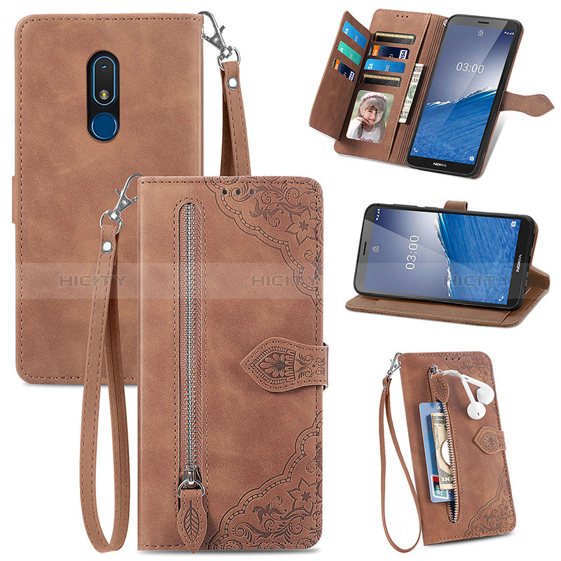 Custodia Portafoglio In Pelle Cover con Supporto S06D per Nokia C3