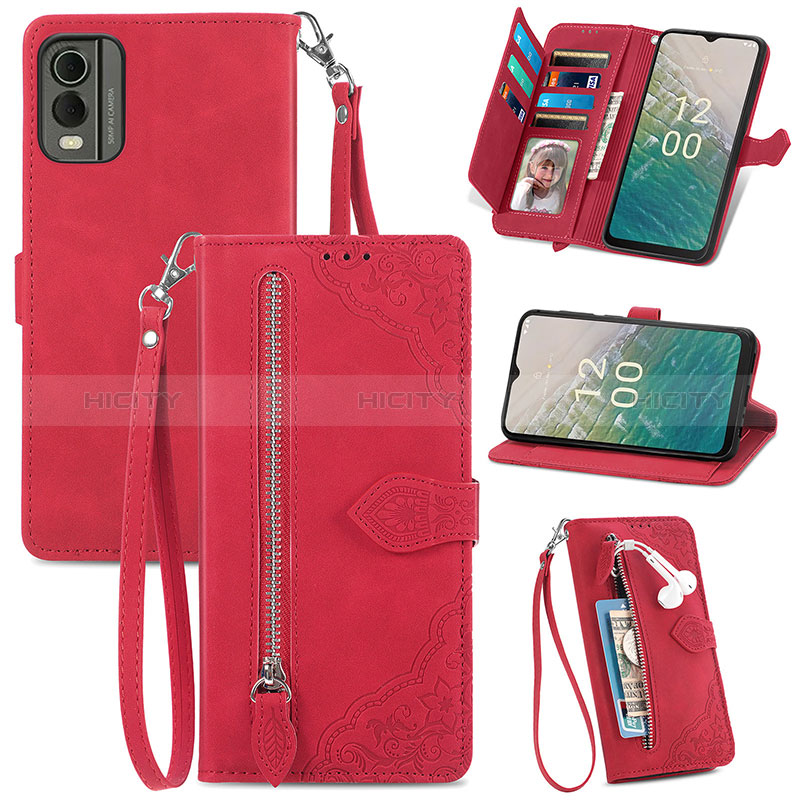 Custodia Portafoglio In Pelle Cover con Supporto S06D per Nokia C32