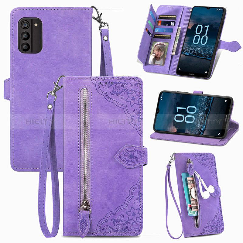 Custodia Portafoglio In Pelle Cover con Supporto S06D per Nokia G100