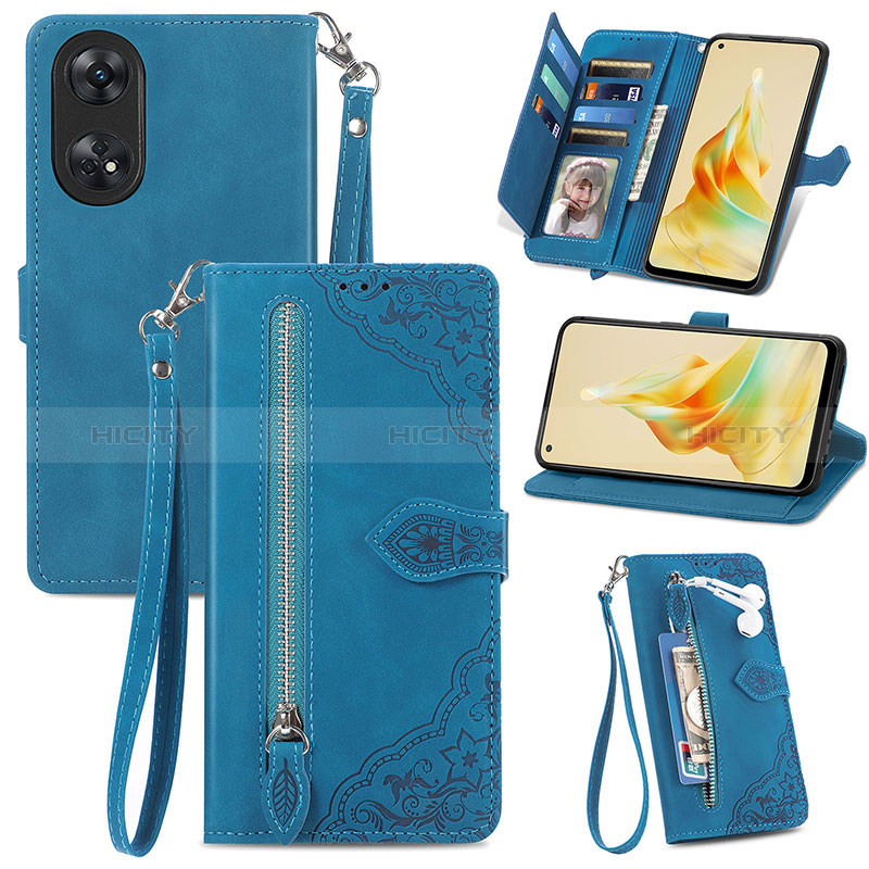 Custodia Portafoglio In Pelle Cover con Supporto S06D per Oppo Reno8 T 4G