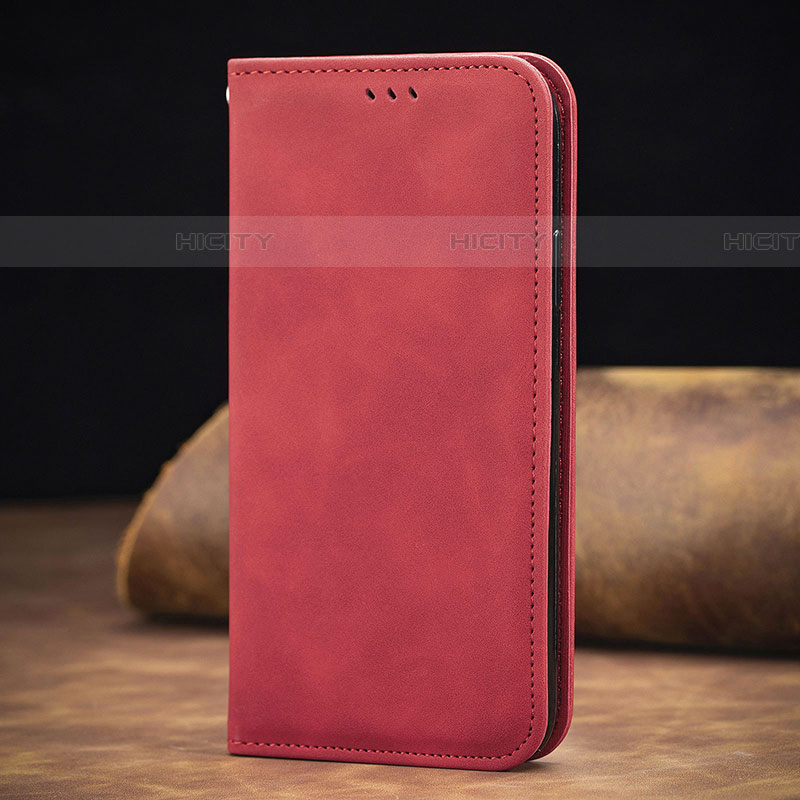 Custodia Portafoglio In Pelle Cover con Supporto S06D per Samsung Galaxy F62 5G Rosso