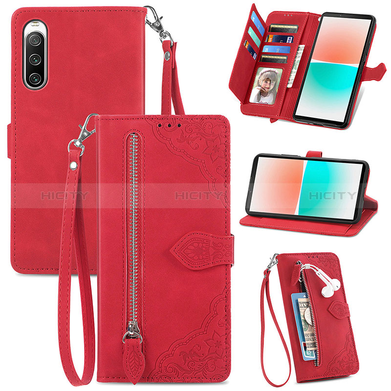 Custodia Portafoglio In Pelle Cover con Supporto S06D per Sony Xperia 10 IV