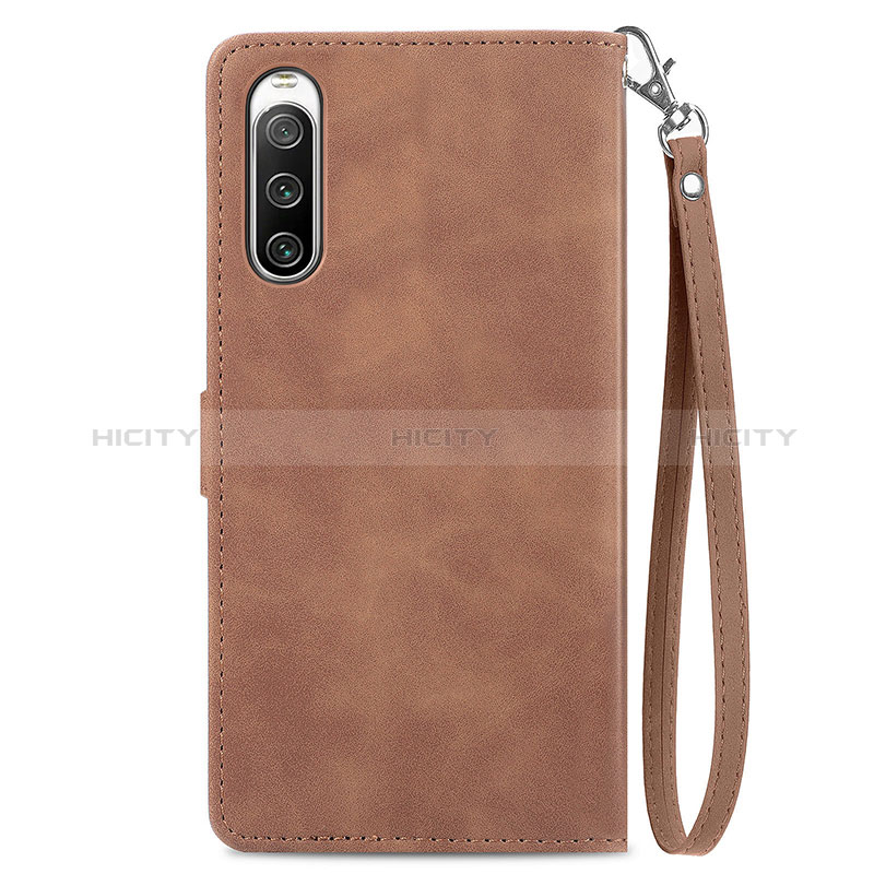 Custodia Portafoglio In Pelle Cover con Supporto S06D per Sony Xperia 10 IV SO-52C Marrone