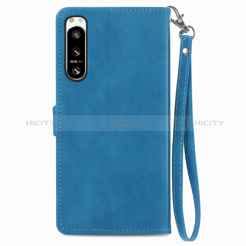 Custodia Portafoglio In Pelle Cover con Supporto S06D per Sony Xperia 5 IV Blu