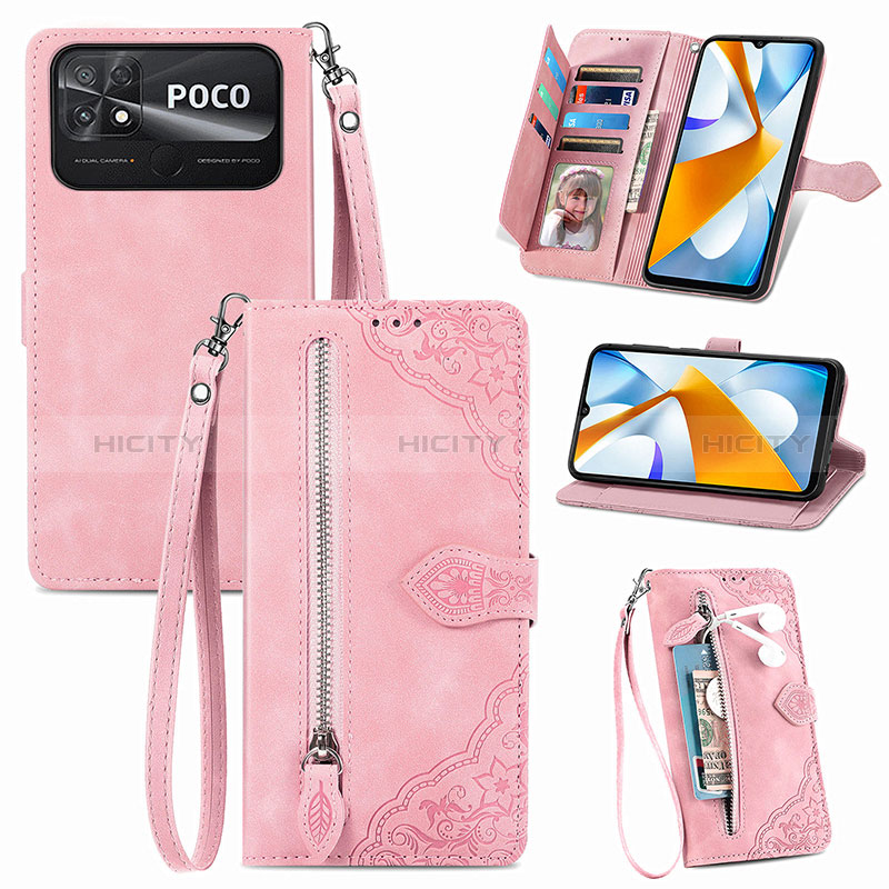 Custodia Portafoglio In Pelle Cover con Supporto S06D per Xiaomi Poco C40