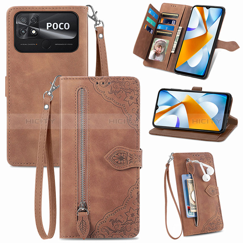 Custodia Portafoglio In Pelle Cover con Supporto S06D per Xiaomi Poco C40