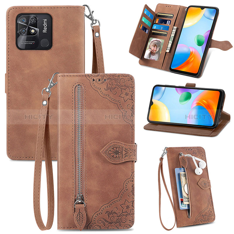 Custodia Portafoglio In Pelle Cover con Supporto S06D per Xiaomi Redmi 10 India