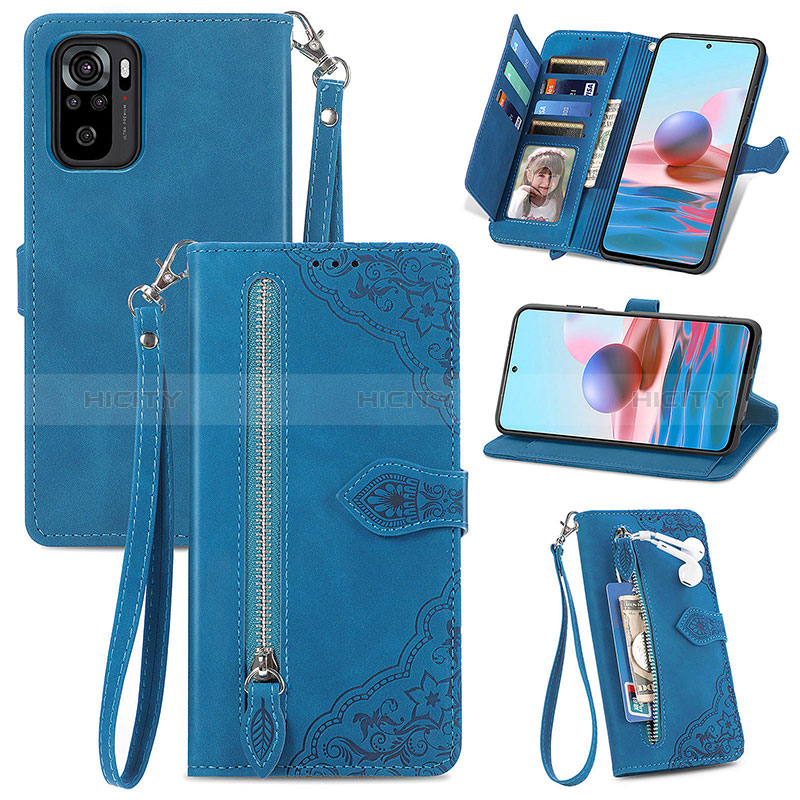 Custodia Portafoglio In Pelle Cover con Supporto S06D per Xiaomi Redmi Note 10 4G