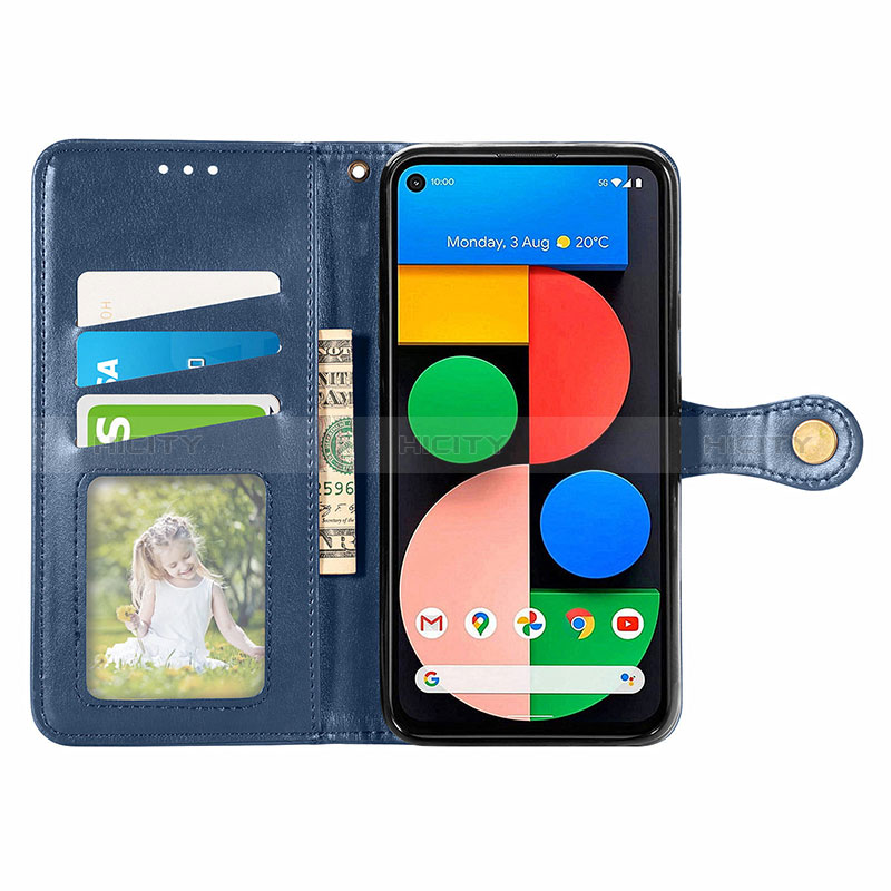 Custodia Portafoglio In Pelle Cover con Supporto S07D per Google Pixel 5a 5G