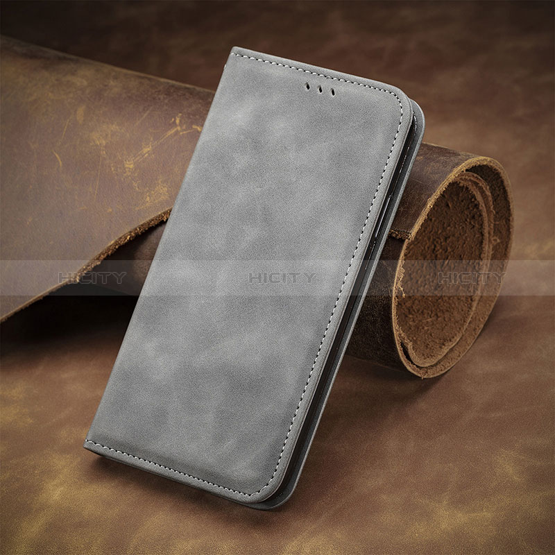 Custodia Portafoglio In Pelle Cover con Supporto S08D per Asus ZenFone 8 Flip ZS672KS Grigio