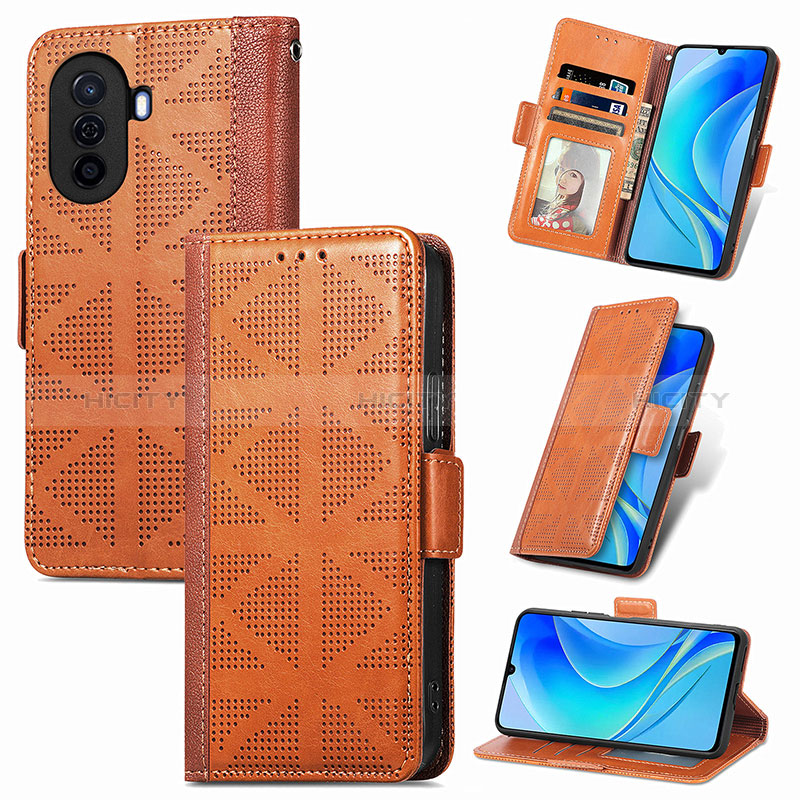 Custodia Portafoglio In Pelle Cover con Supporto S08D per Huawei Enjoy 50