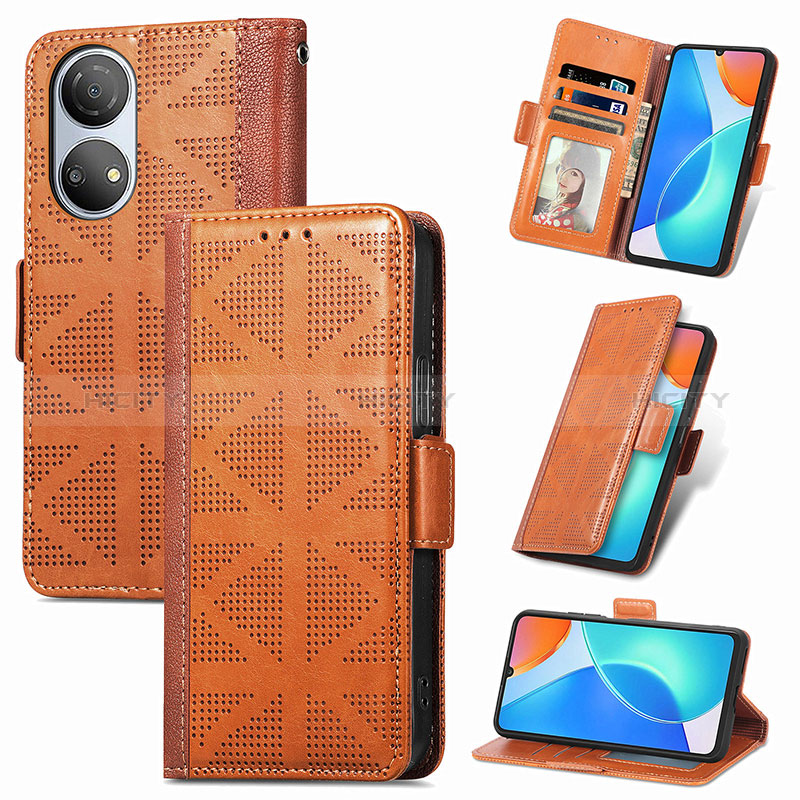 Custodia Portafoglio In Pelle Cover con Supporto S08D per Huawei Honor X7