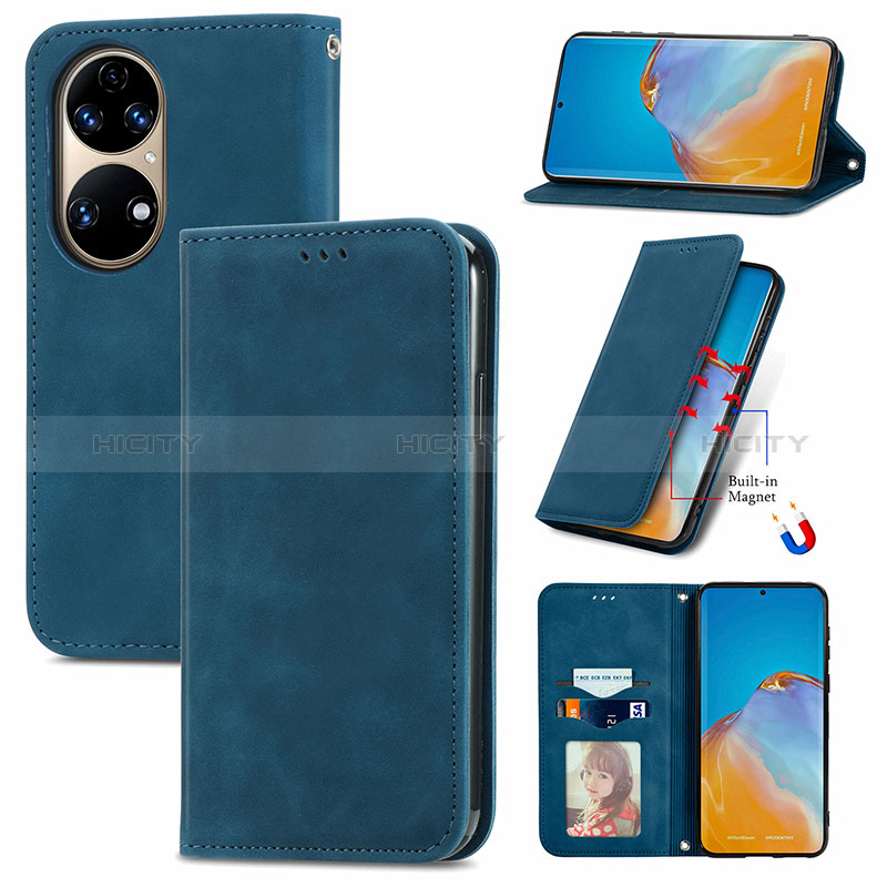 Custodia Portafoglio In Pelle Cover con Supporto S08D per Huawei P50 Pro