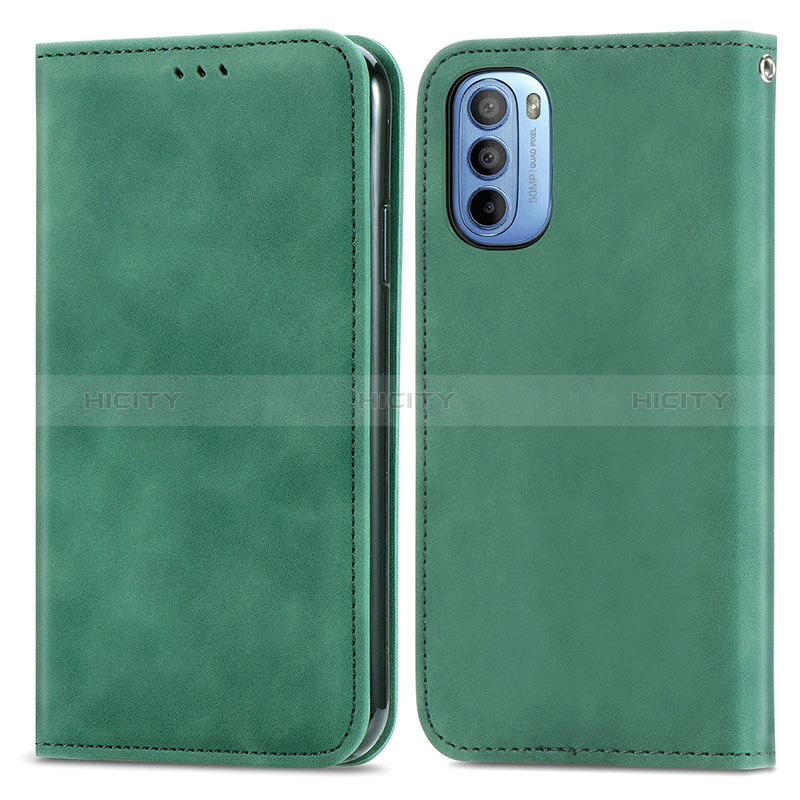 Custodia Portafoglio In Pelle Cover con Supporto S08D per Motorola Moto G31 Verde