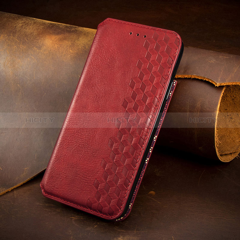 Custodia Portafoglio In Pelle Cover con Supporto S08D per Samsung Galaxy S25 5G Rosso