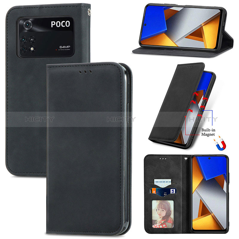 Custodia Portafoglio In Pelle Cover con Supporto S08D per Xiaomi Poco M4 Pro 4G