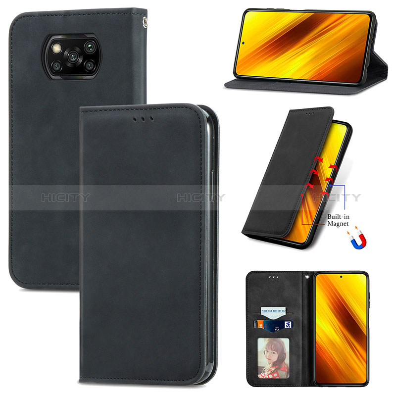 Custodia Portafoglio In Pelle Cover con Supporto S08D per Xiaomi Poco X3 NFC