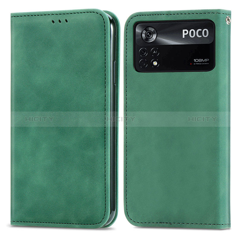 Custodia Portafoglio In Pelle Cover con Supporto S08D per Xiaomi Redmi Note 11E Pro 5G Verde