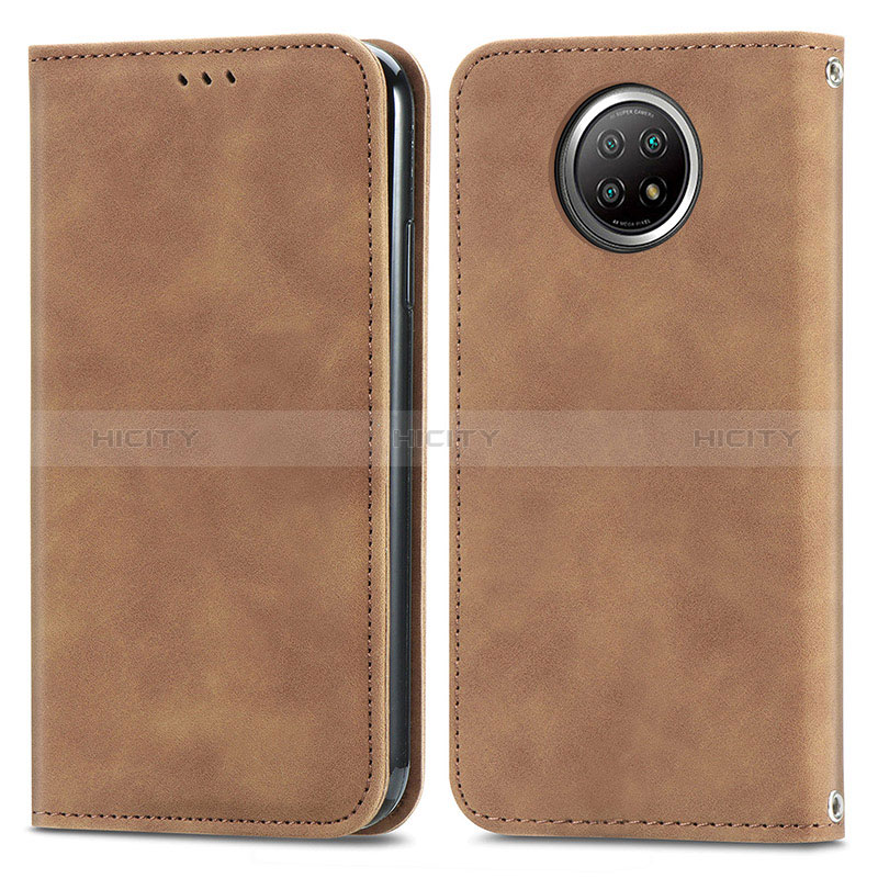 Custodia Portafoglio In Pelle Cover con Supporto S08D per Xiaomi Redmi Note 9 5G Marrone