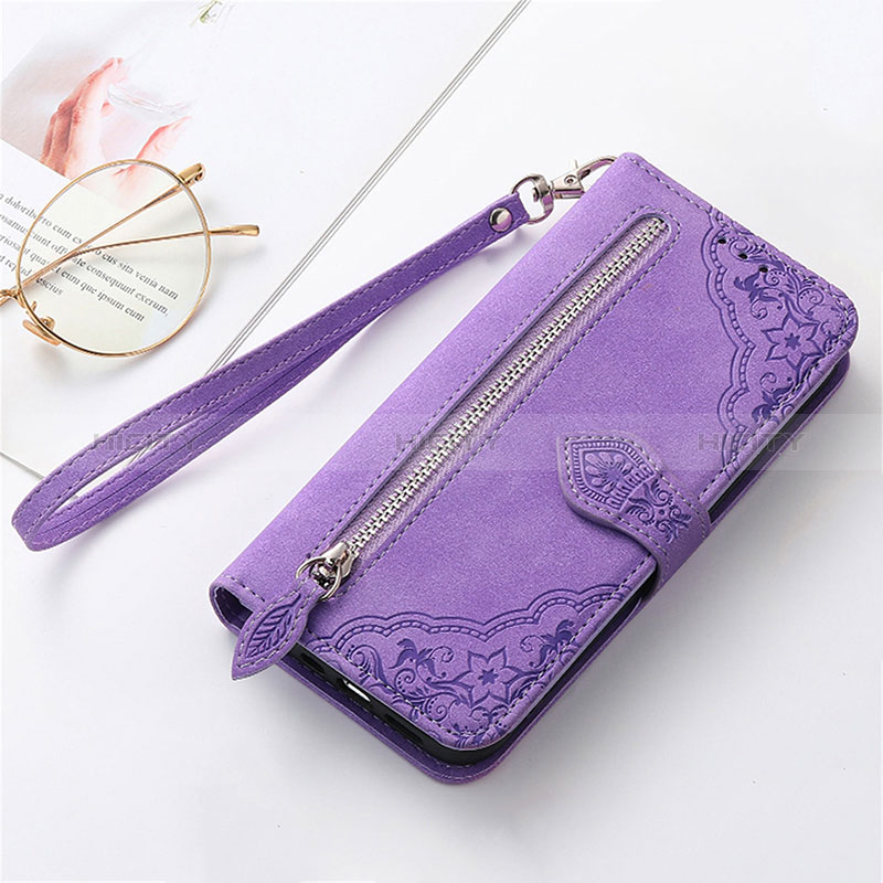 Custodia Portafoglio In Pelle Cover con Supporto S09D per Huawei Enjoy 50 Pro Viola