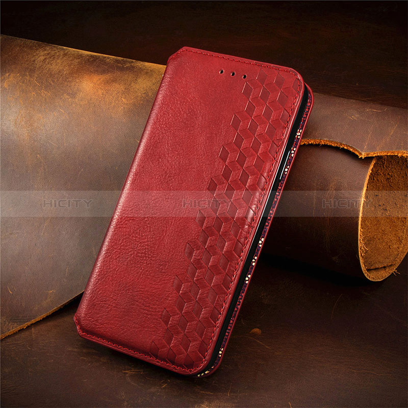 Custodia Portafoglio In Pelle Cover con Supporto S09D per Xiaomi Poco M5S Rosso