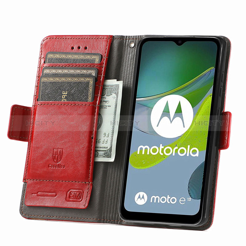 Custodia Portafoglio In Pelle Cover con Supporto S10D per Motorola Moto E13