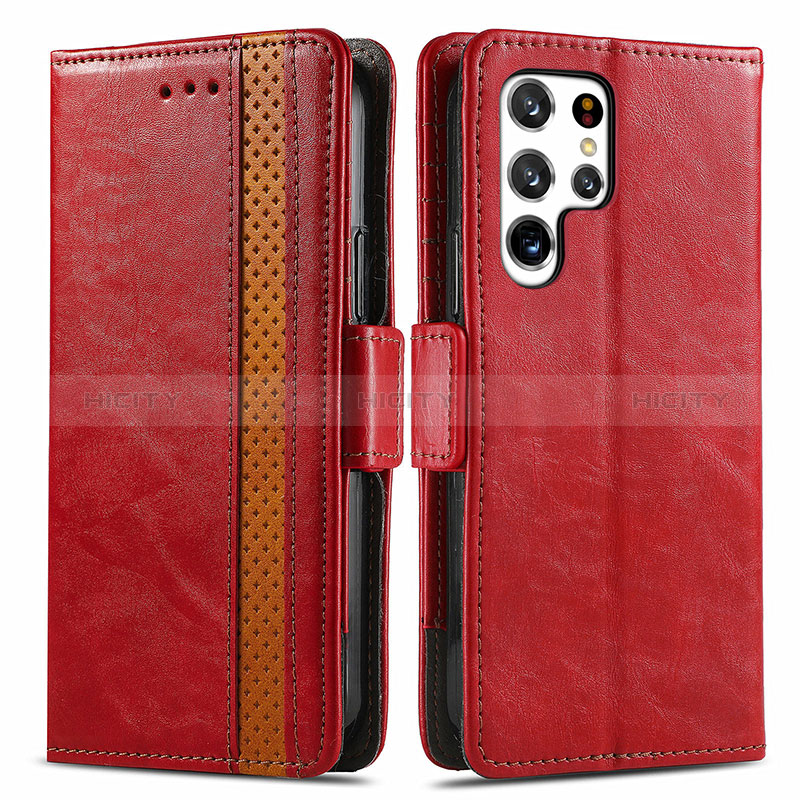 Custodia Portafoglio In Pelle Cover con Supporto S10D per Samsung Galaxy S24 Ultra 5G Rosso