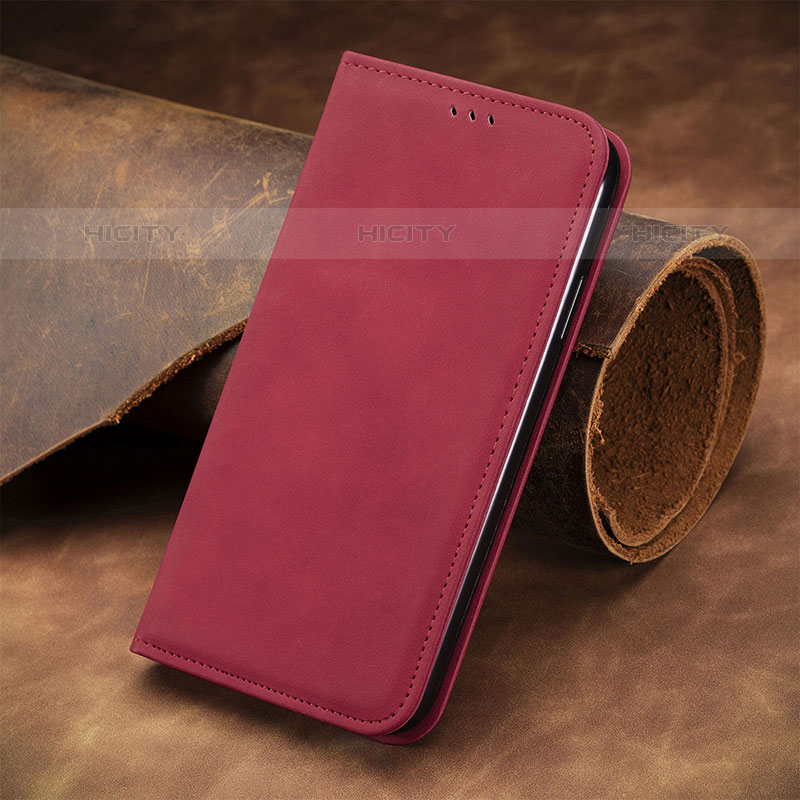 Custodia Portafoglio In Pelle Cover con Supporto S12D per Google Pixel 6a 5G Rosso