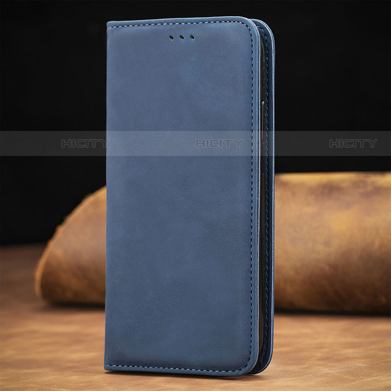 Custodia Portafoglio In Pelle Cover con Supporto S12D per Samsung Galaxy S22 Ultra 5G Blu