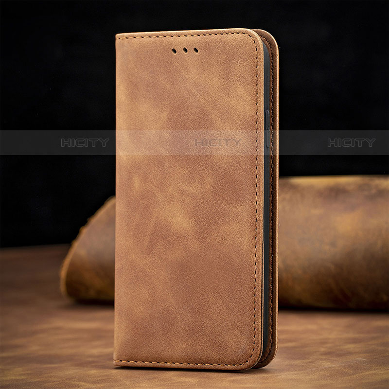 Custodia Portafoglio In Pelle Cover con Supporto S12D per Samsung Galaxy S22 Ultra 5G Marrone