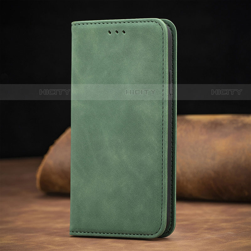 Custodia Portafoglio In Pelle Cover con Supporto S12D per Samsung Galaxy S22 Ultra 5G Verde