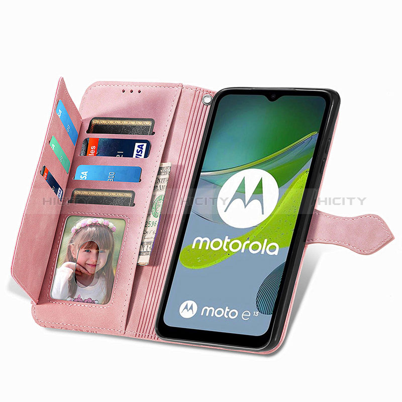 Custodia Portafoglio In Pelle Cover con Supporto S14D per Motorola Moto E13