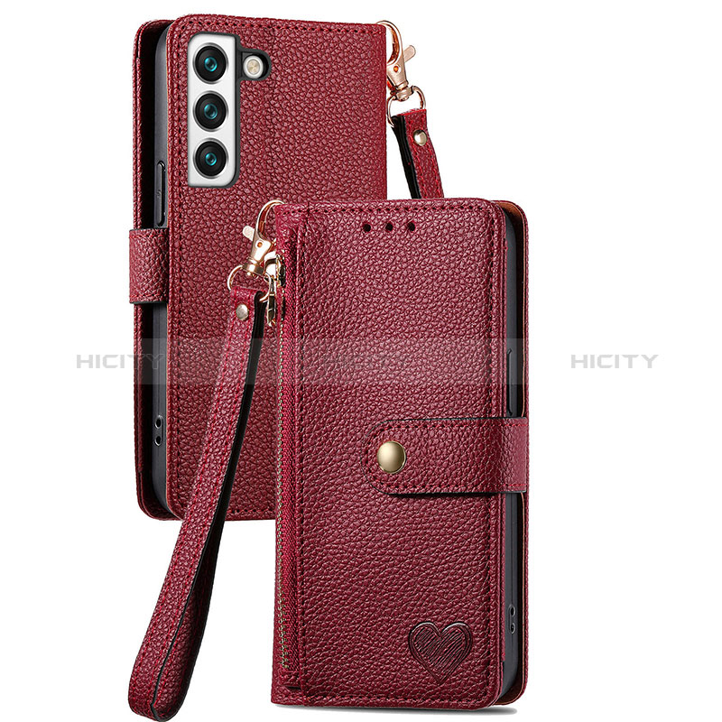 Custodia Portafoglio In Pelle Cover con Supporto S15D per Samsung Galaxy S22 5G Rosso