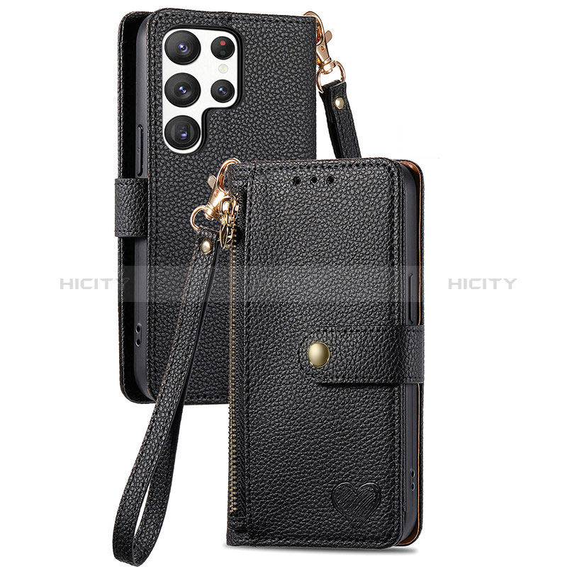 Custodia Portafoglio In Pelle Cover con Supporto S15D per Samsung Galaxy S22 Ultra 5G Nero