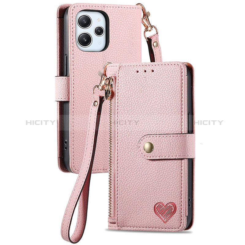 Custodia Portafoglio In Pelle Cover con Supporto S15D per Xiaomi Redmi 12 4G Rosa