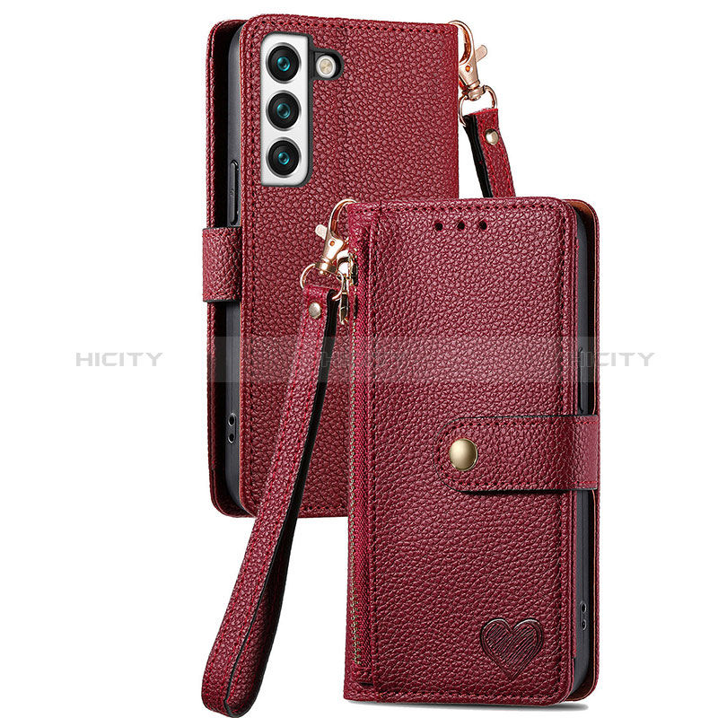 Custodia Portafoglio In Pelle Cover con Supporto S16D per Samsung Galaxy S22 Plus 5G Rosso