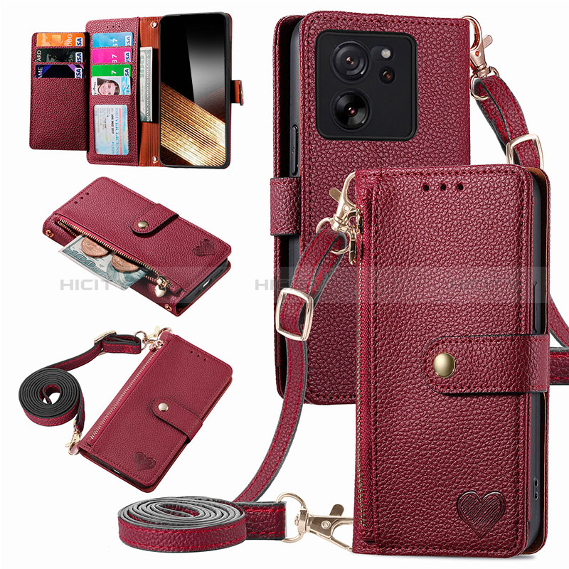 Custodia Portafoglio In Pelle Cover con Supporto S16D per Xiaomi Mi 13T 5G Rosso