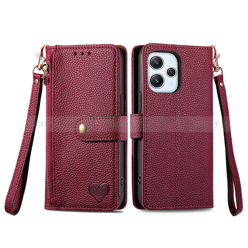 Custodia Portafoglio In Pelle Cover con Supporto S16D per Xiaomi Redmi 12 4G Rosso