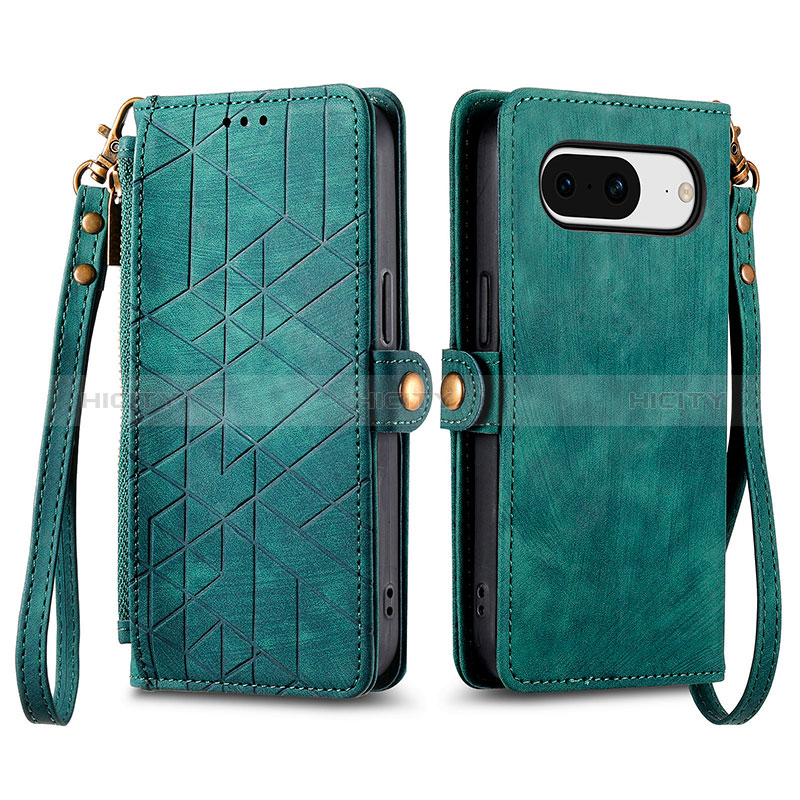 Custodia Portafoglio In Pelle Cover con Supporto S17D per Google Pixel 8 5G Verde