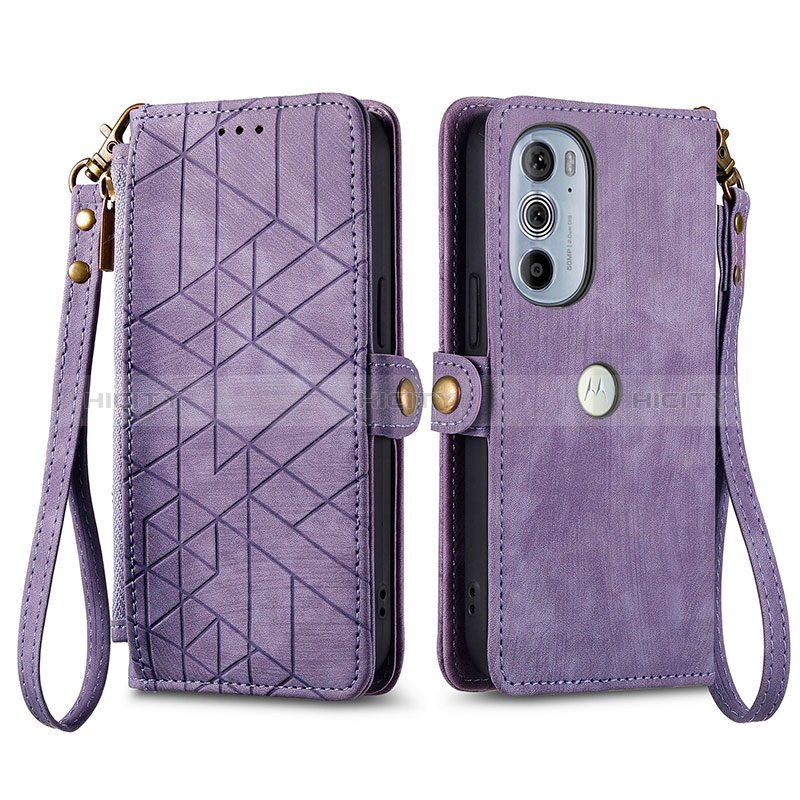 Custodia Portafoglio In Pelle Cover con Supporto S17D per Motorola Moto Edge Plus (2022) 5G Viola