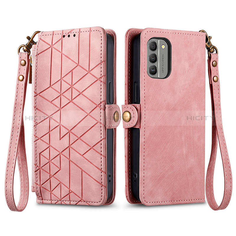 Custodia Portafoglio In Pelle Cover con Supporto S17D per Nokia G400 5G Rosa